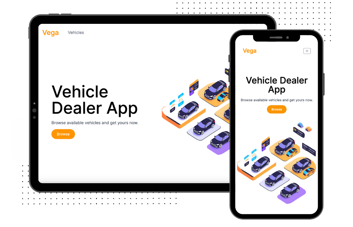 Vega vehicle dealer app preview