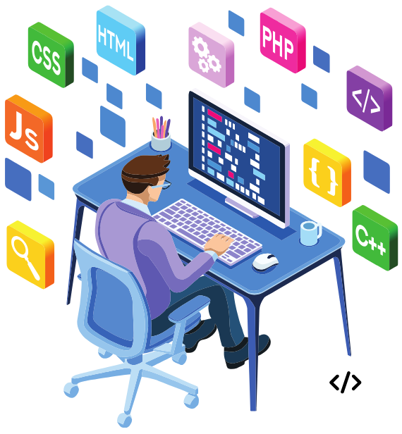 Developer workspace illustration